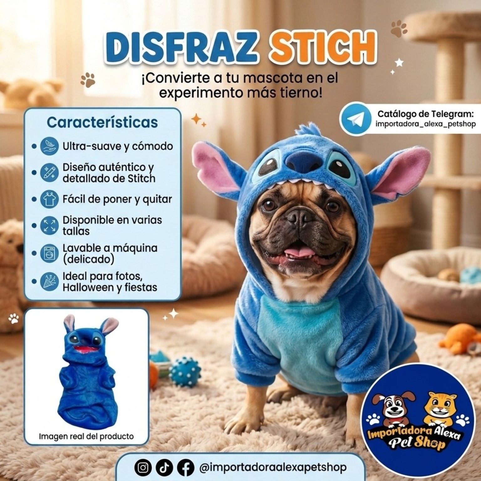 Disfraz Stitch para Mascota de Importadora Alexa Petshop