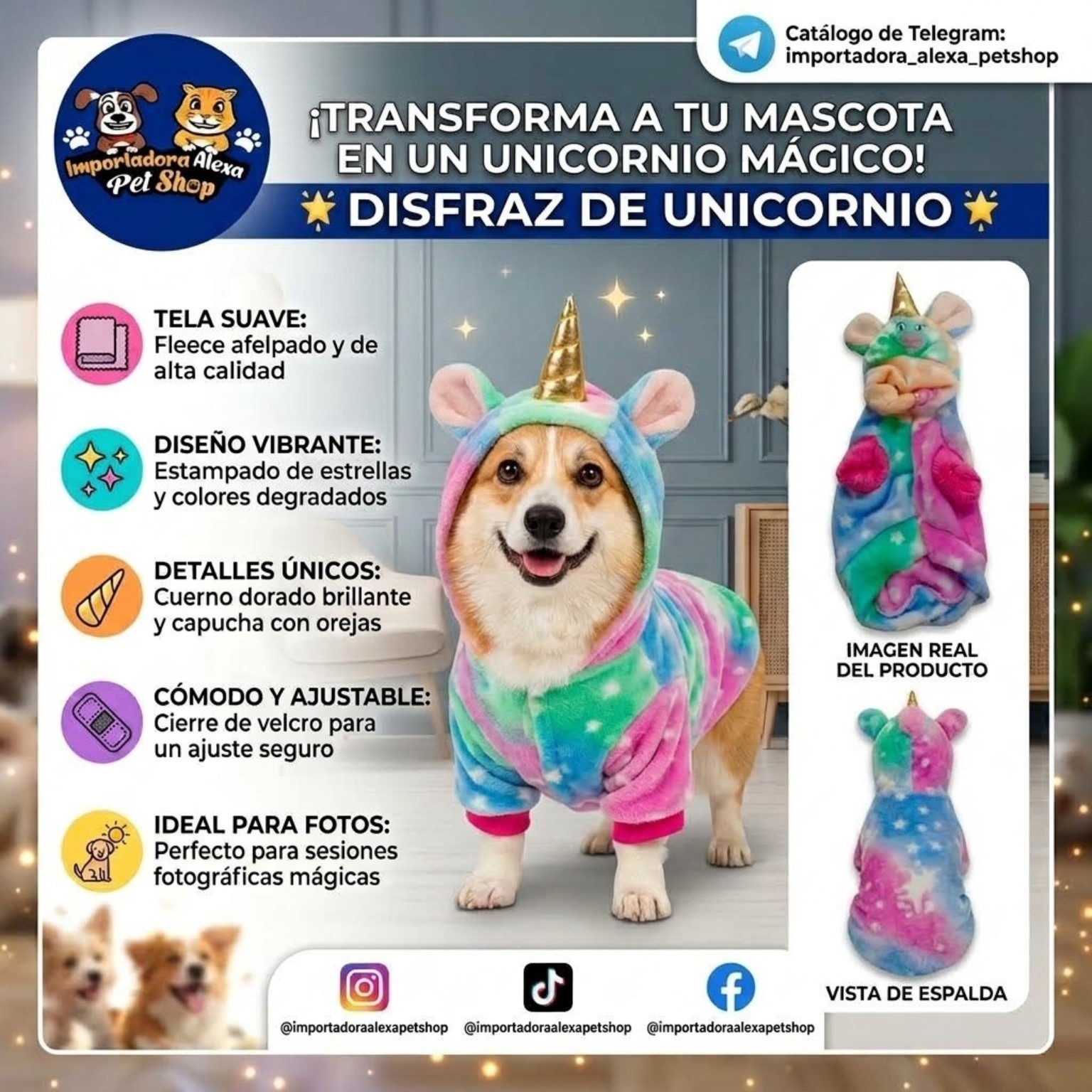 Disfraz Unicornio para perro y mascota en Ecuador