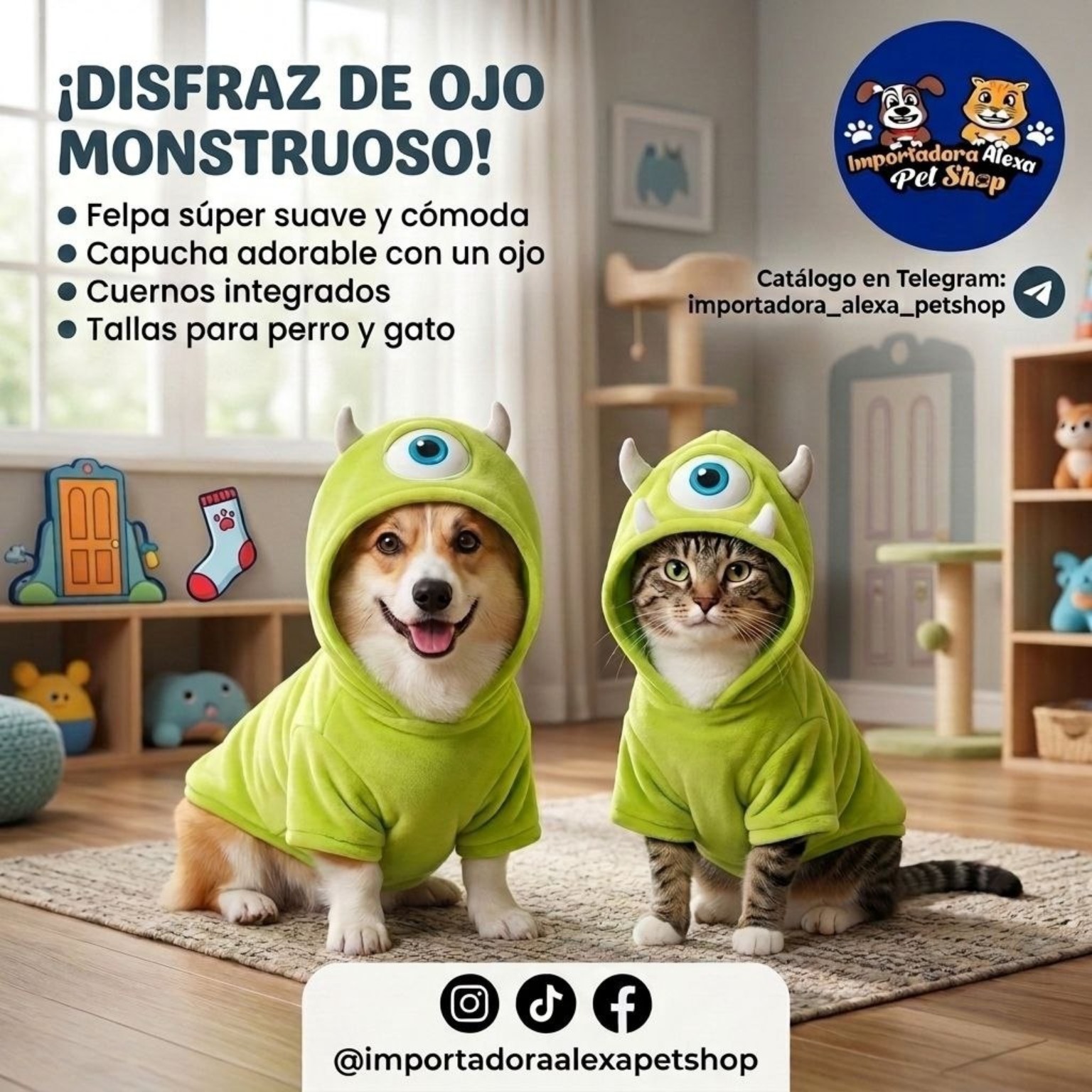Disfraz Wazowski para Mascota de Importadora Alexa Petshop